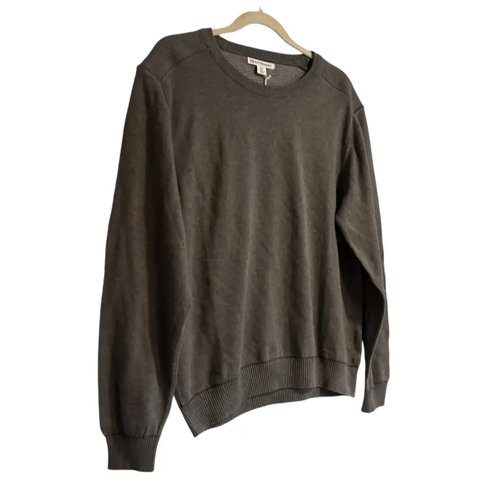 NWT Cutter Buck Gray Sweater Mens Sz Small Broadview Crew Cotton Office Casual